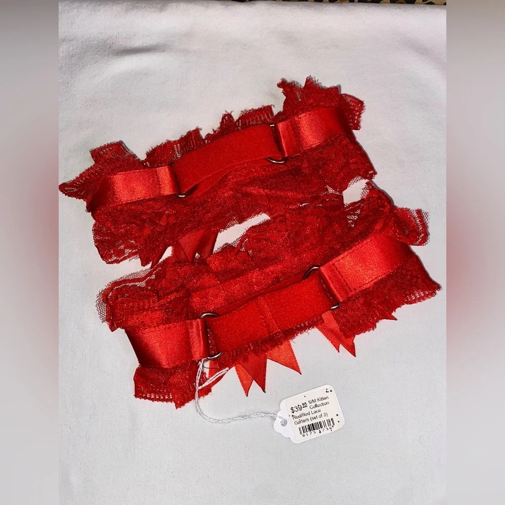 🦋B2G1🦋DAISY CORSETS Kitten Collection Red/Red Lace Garters ( Set of 2 ) | S/M |